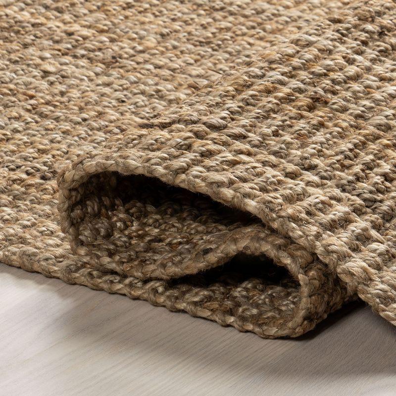 Nuloom 4 Square Daniela Jute Tassel Hand Woven Indoor Area Rug, Natural, Solid Chunky Farmhouse Design, Natural Fiber BedroomLiving Room