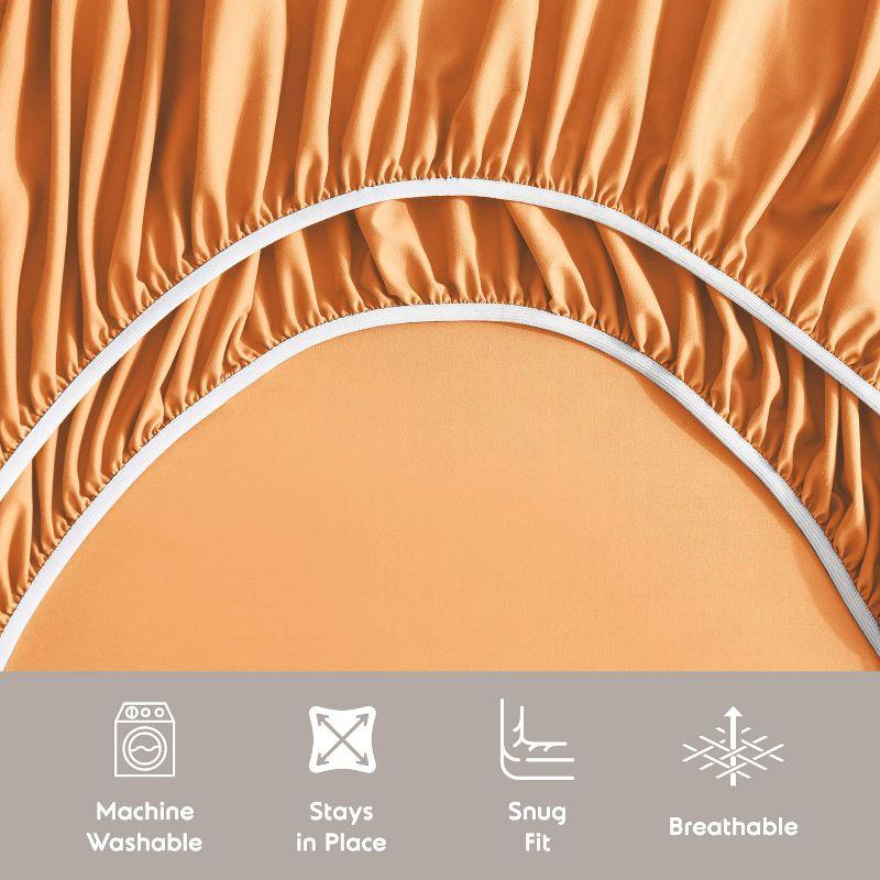 Nestl 4 Piece Queen Bed Sheet Set, Deep Pocket Extra Soft Microfiber Queen Sheets - Apricot Light Orange