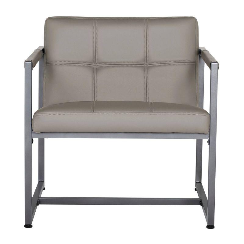 studio designs Camber Mid Century Modern Small Living Room Accent Chair Blended Leather and Metal Frame Pewter Gray/Mushroom