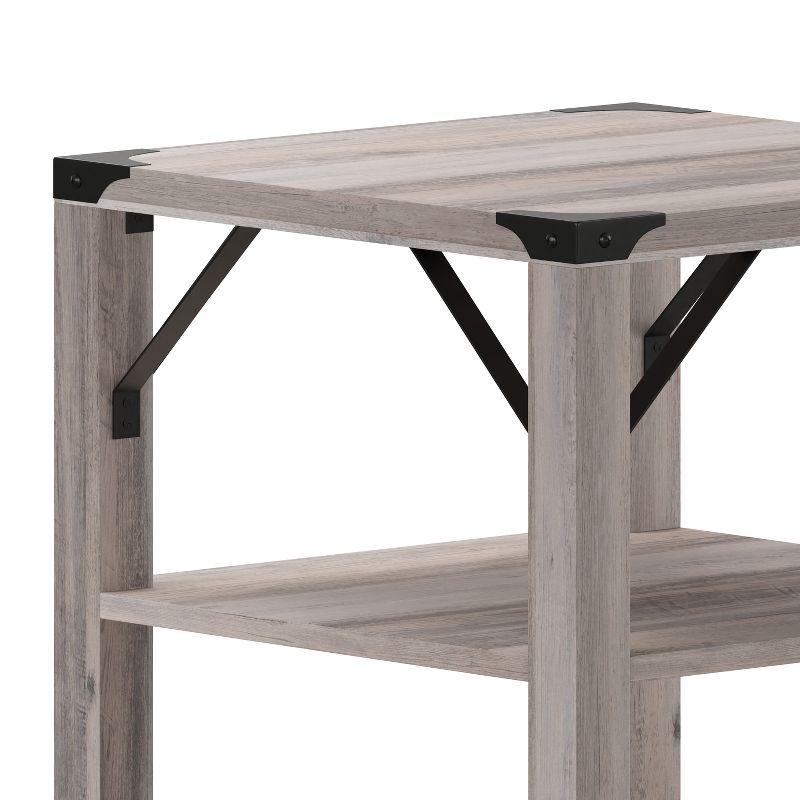 Wyatt 17.5" Square Gray Wash Modern Farmhouse End Table with Metal Accents