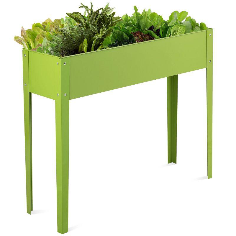 Elevated Green Galvanized Steel Garden Planter 40''x12''