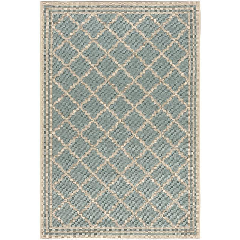 Beach House BHS121 Power Loomed Indoor/Outdoor Accent Rug - Aqua/Cream - 3'x5' - Safavieh