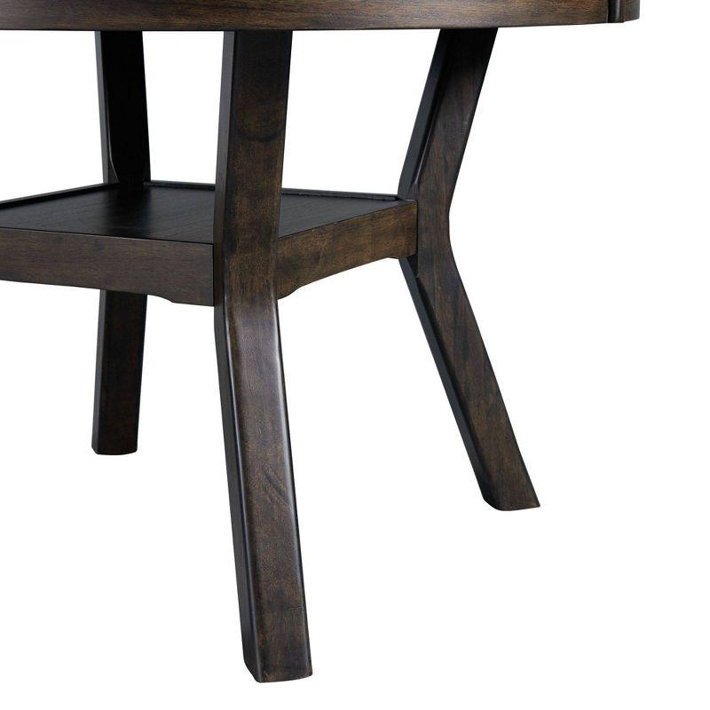 Transitional Walnut Round Wood Dining Table with Storage Shelf