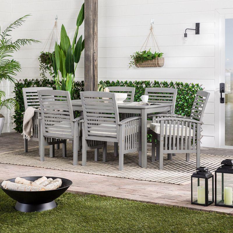 Ravenscroft 7pc Acacia Wood Patio Dining Set: Weather-Resistant, Umbrella Hole - Saracina Home
