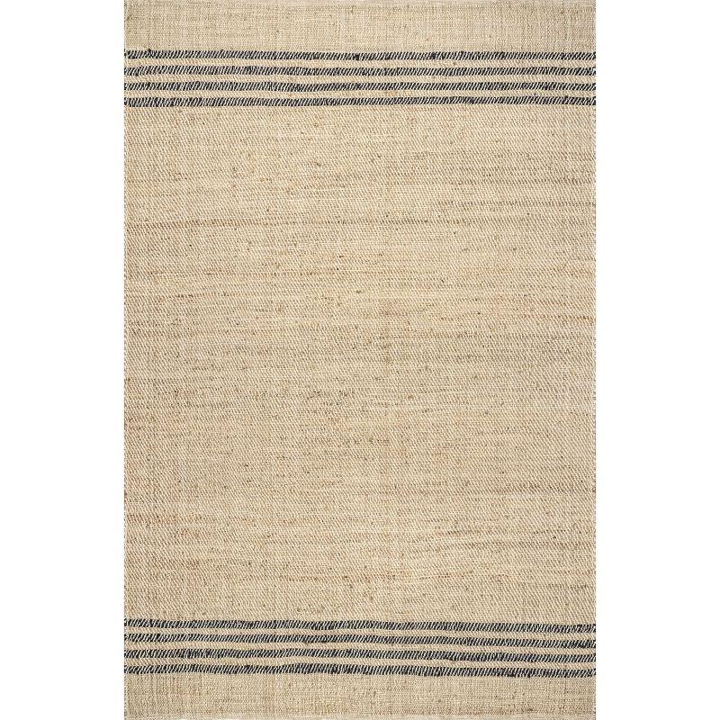 Lauren Liess 10' x 14' Beige and Black Jute Striped Area Rug