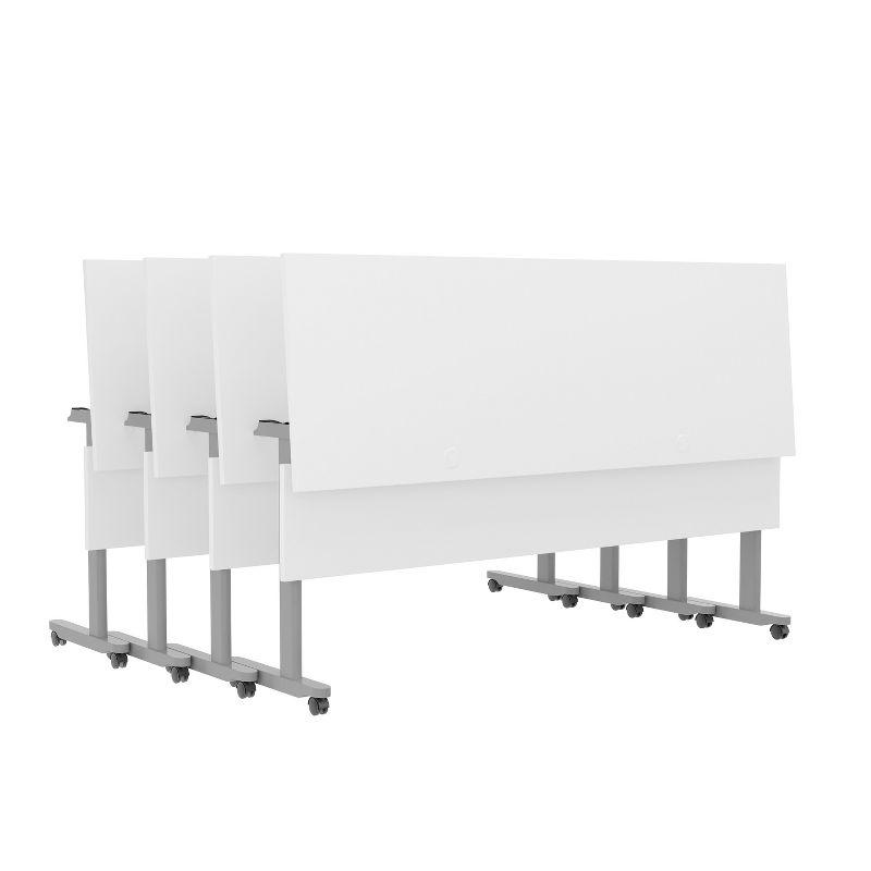 Flash Furniture Commercial Nesting Flip Training Table with Steel Frame and T-Legs in White/Gray