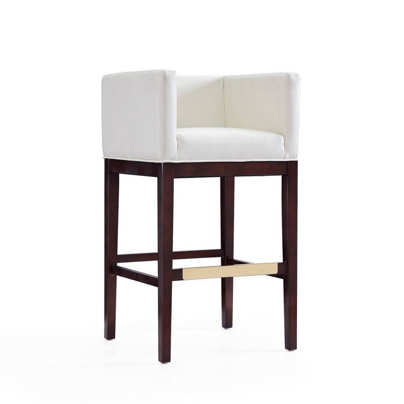 Figeac Mid-Century Beech Wood Barstool in Dark Walnut and Ivory