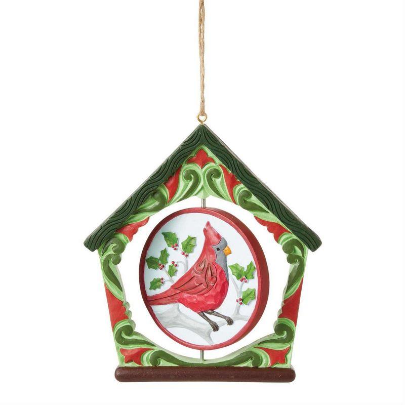 Jim Shore 4.5 Inch Cardinal Birdhouse Ornament Rotating Middle Merry Bright Tree Ornaments