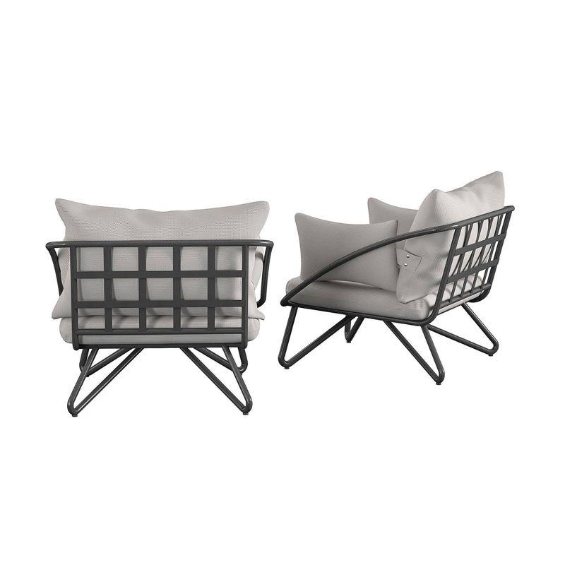 Teddi 2pc Outdoor Lounge Chairs Charcoal - Novogratz