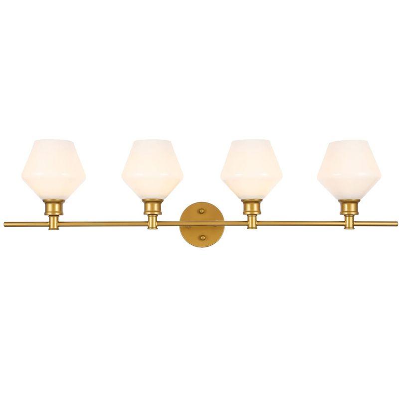 Elegant Lighting Gene 4 light Brass and Frosted white glass Wall sconce