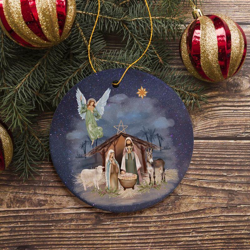 Mary Nativity Night Art Illustration Christmas Ornament| OrnamentallyYou