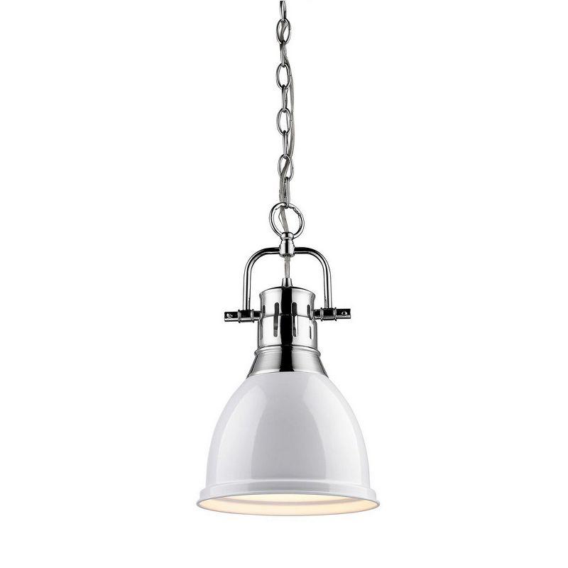 Silver Glass Mini Chain Pendant Light with White Shade