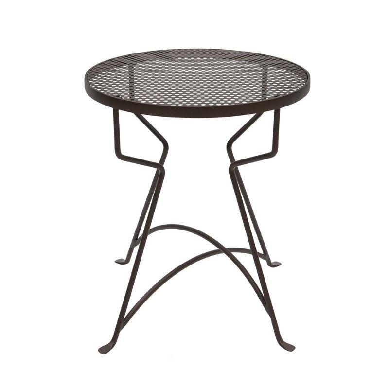 18.5"Hx16"W Round Roman Bronze Wrought Iron Capri Plant Stand Powder Coated - ACHLA Designs: Multi-Use, Perforated Top, Indoor/Outdoor