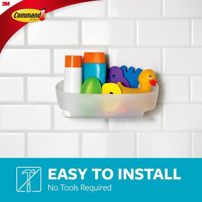 Command Shower Caddy White: Bathroom Organizer with Suction, Plastic Storage Shelf