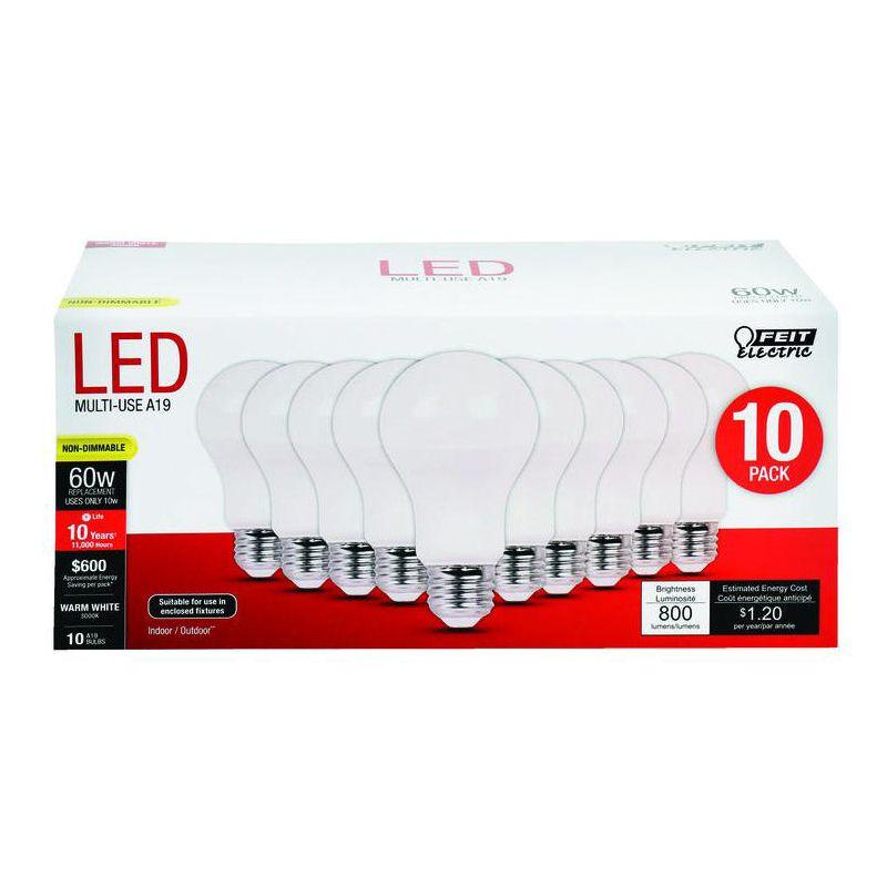 Feit Electric 10-Pack Warm White A19 LED Bulbs