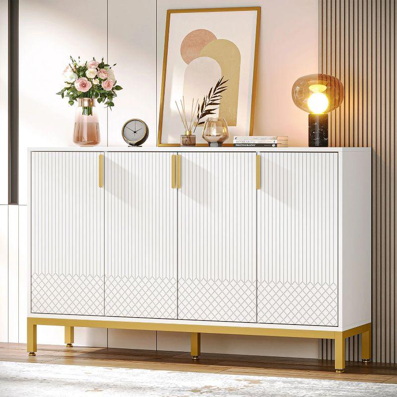 Hommoo Modern Sideboard Buffet, 59" Luxury Buffet Storage Cabinet with 4 Doors