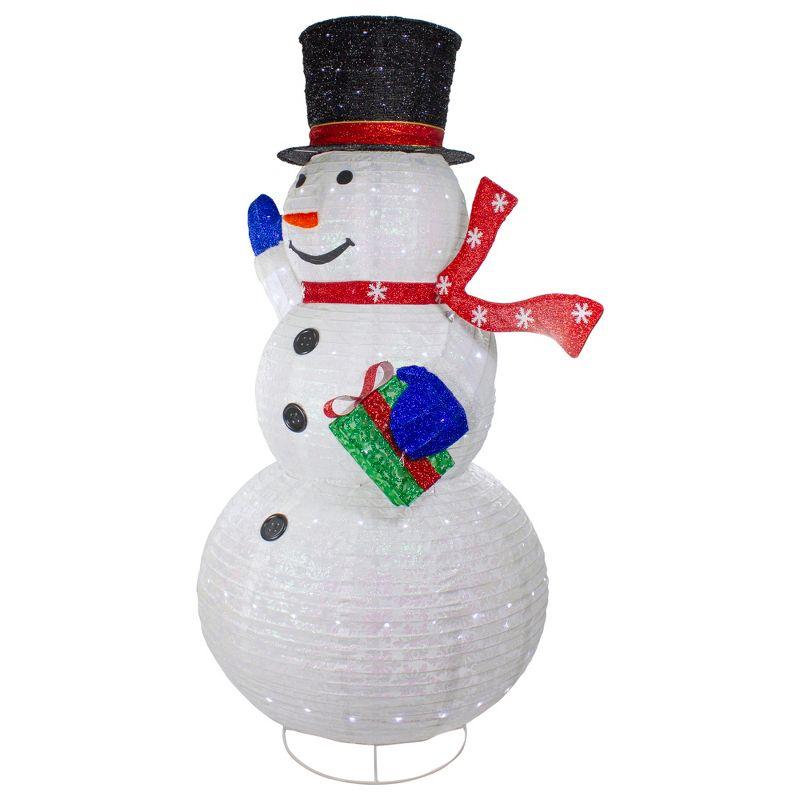 71" LED Lighted White Iridescent Twinkling Snowman Outdoor Christmas Decoration