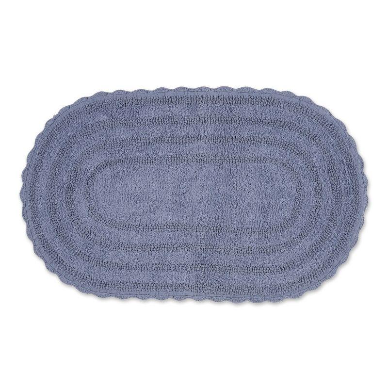 Design Imports Stonewash Blue Large Oval Crochet Bath Mat