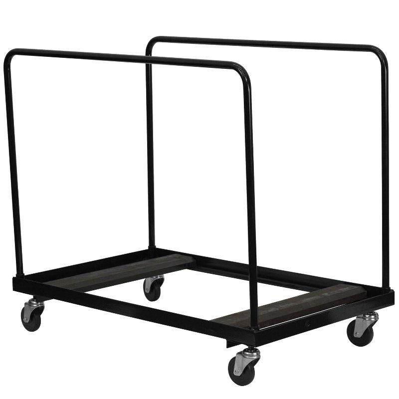 Black Steel Folding Table Dolly with Swivel Casters