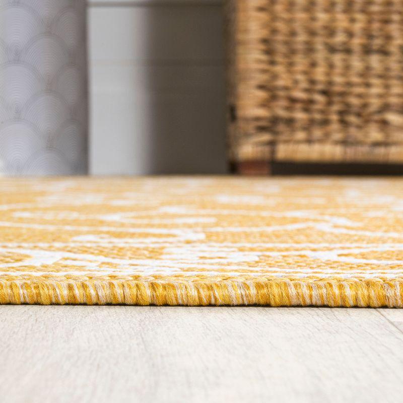 Charleston Vintage Yellow and Cream Filigree Outdoor Rug