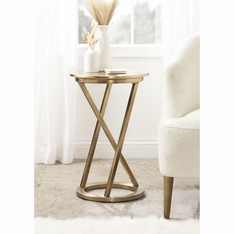 Kate and Laurel Aja Round Metal Side Table, 15x15x23, Gold