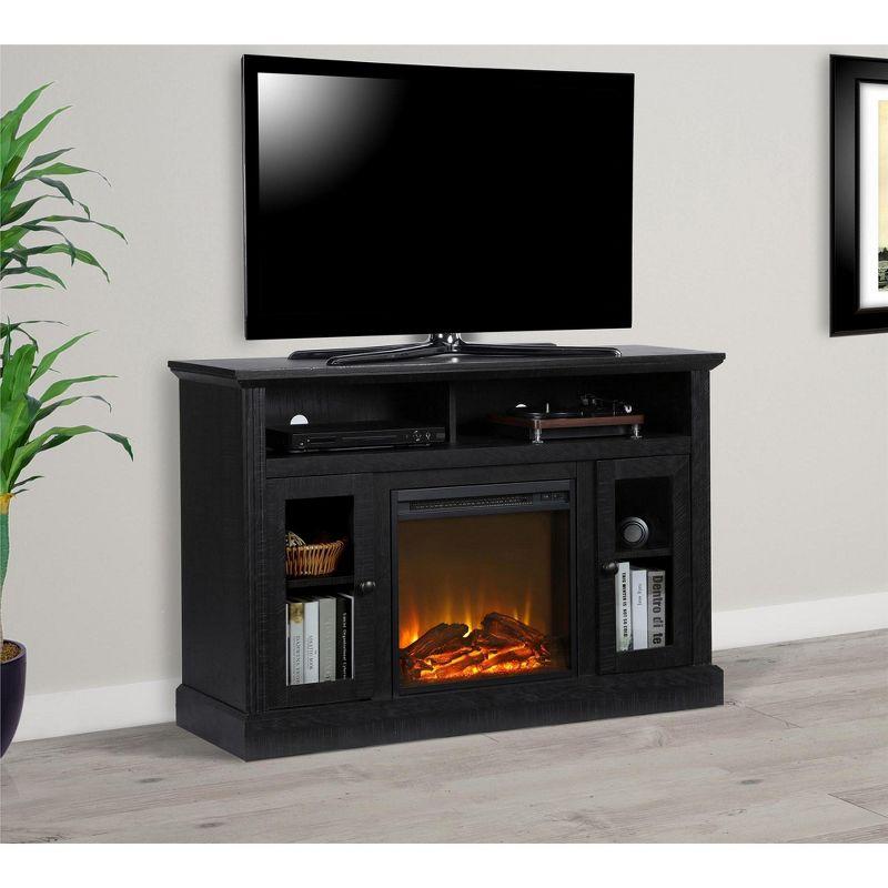 Ameriwood Home Chicago Electric Fireplace Space Heater TV Console for TVs up to a 50", Black Oak