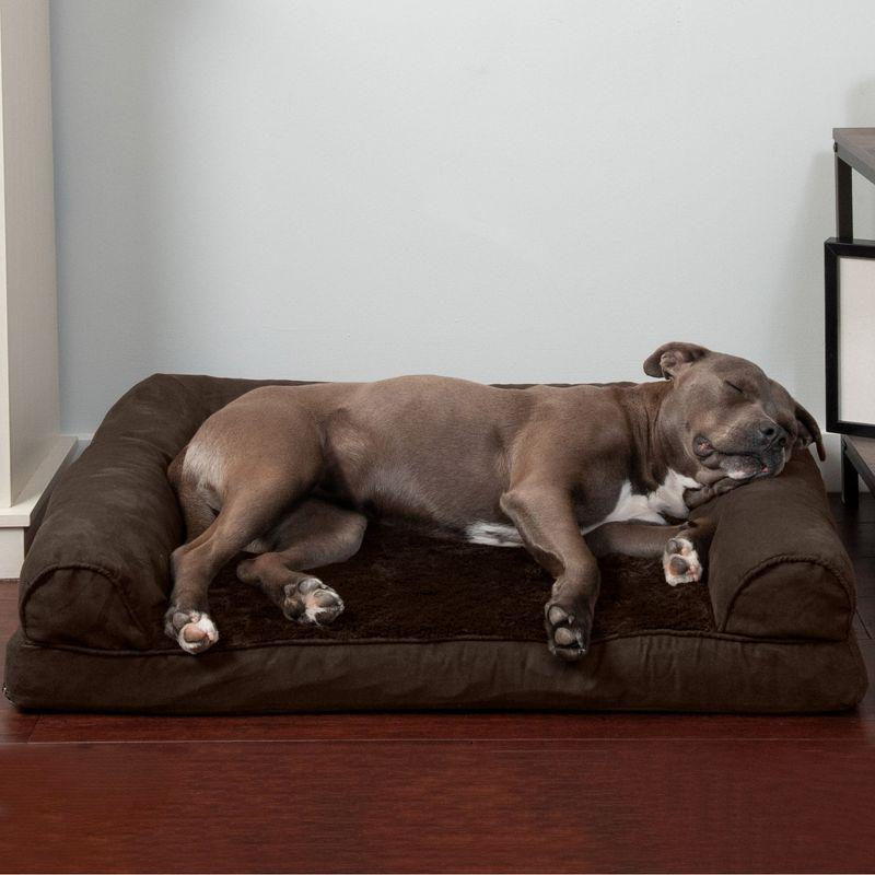 FurHaven Plush & Suede Orthopedic Sofa Dog Bed - Large, Espresso
