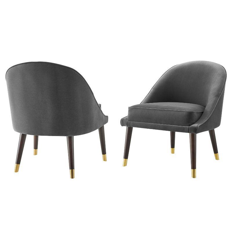 18" Avalon Velvet Accent Chair Charcoal - Steve Silver Co.: Mid-Century Modern, Armless, Wood Legs
