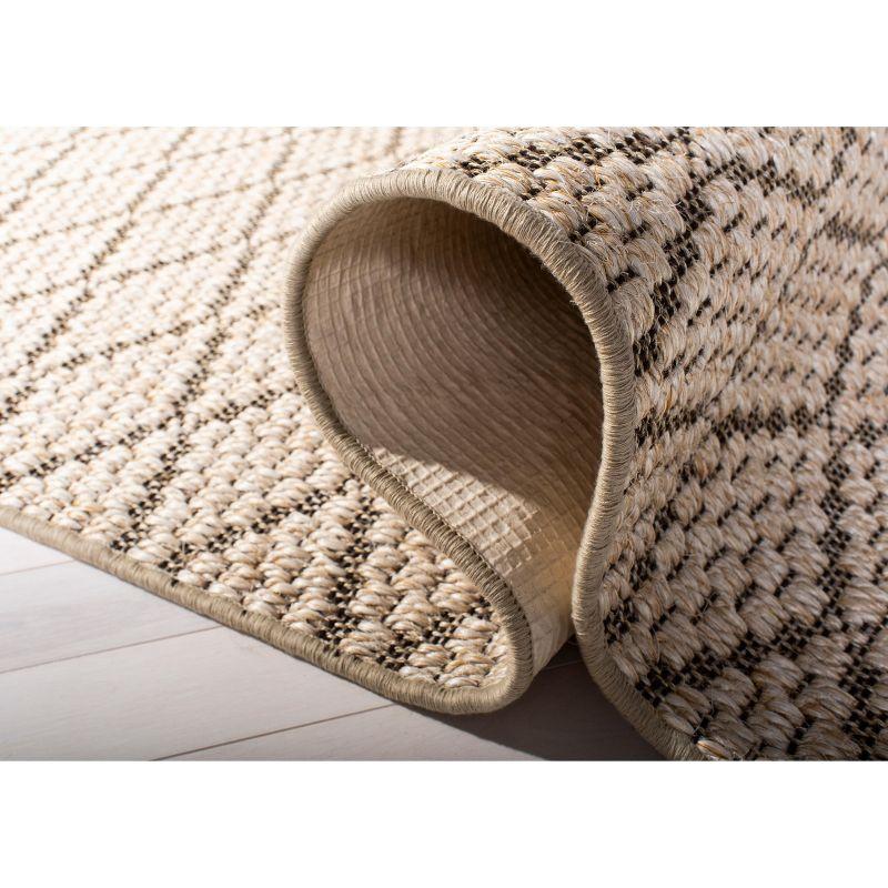 Beige and Brown Geometric Sisal Area Rug, 5' x 8'