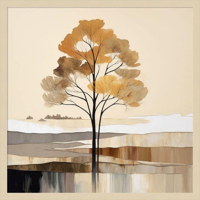 Svelte Natural Framed Abstract Tree Graphic Art Print