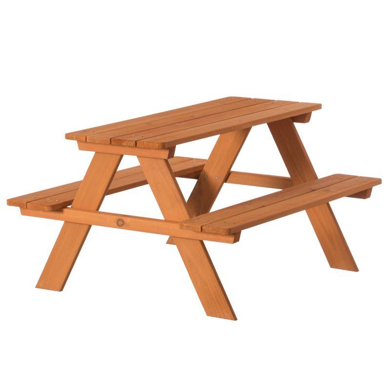 Gardenised Wooden Kids Outdoor Picnic Table for Garden and Backyard, Stained