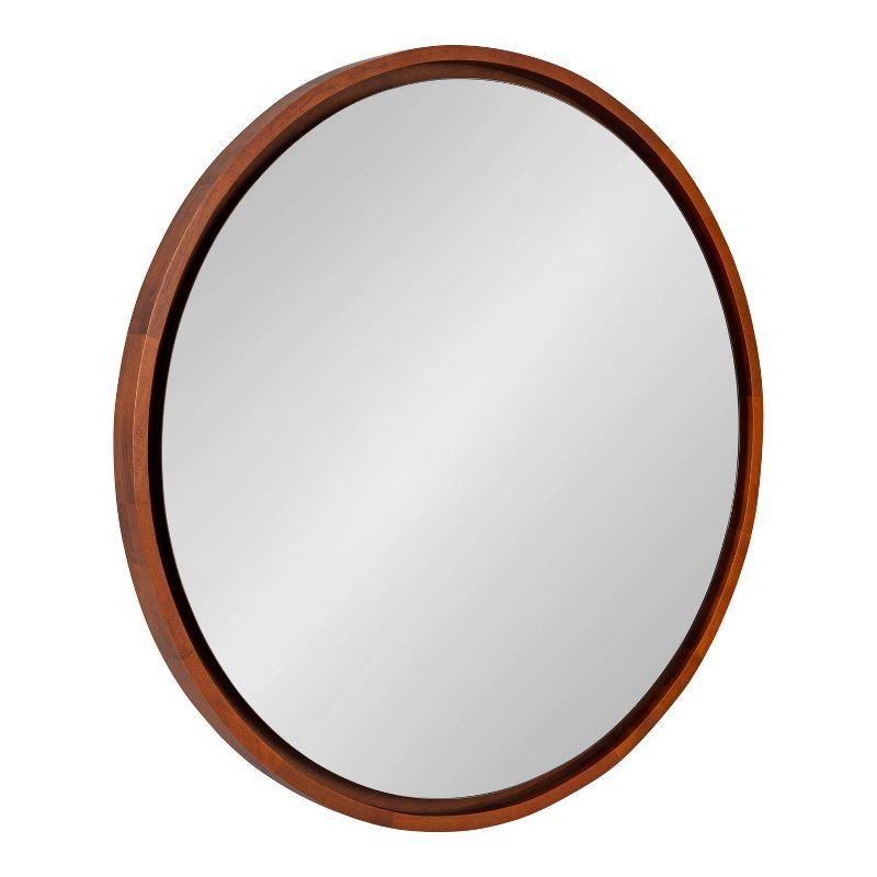 Kate & Laurel All Things Decor 30" Evans Round Wall Mirror Walnut Brown: Modern Style, Wood Frame, No Assembly Required