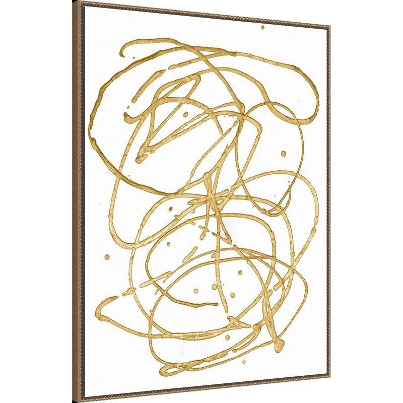 32"x42" Gold Combo V by Renee W. Stramel: Modern Abstract Lithograph, Brown Frame - Amanti Art