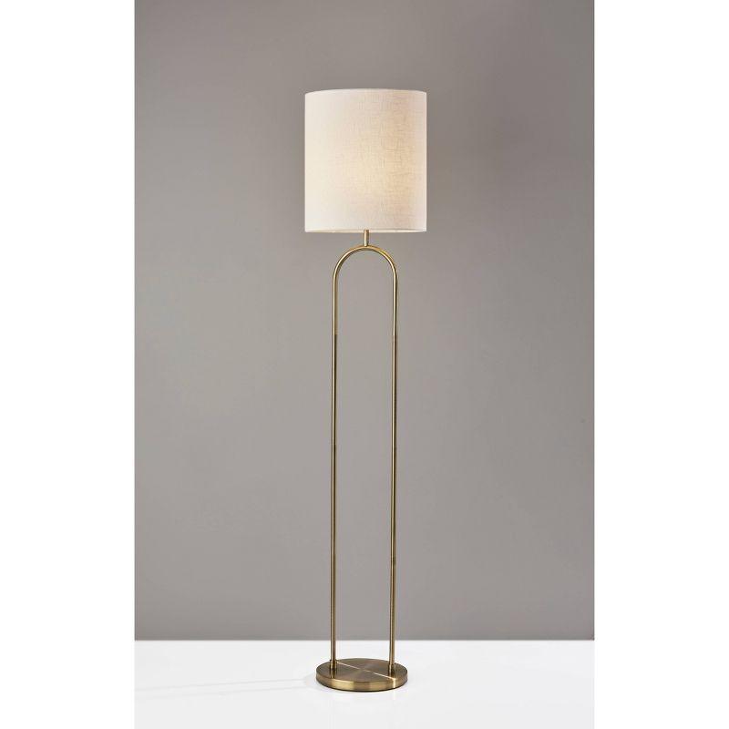 Joey Floor Lamp Antique Brass - Adesso: Contemporary Standing Light for Living Room, UL Listed