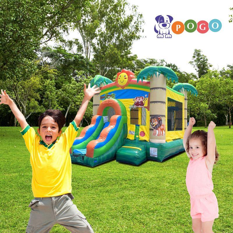 Pogo Bounce House Crossover Bounce House with Slide, Tropical Smiley Face, No Blower