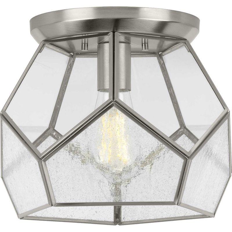 Progress Lighting Cinq 1-Light Flush Mount, Antique Bronze, Glass Shade