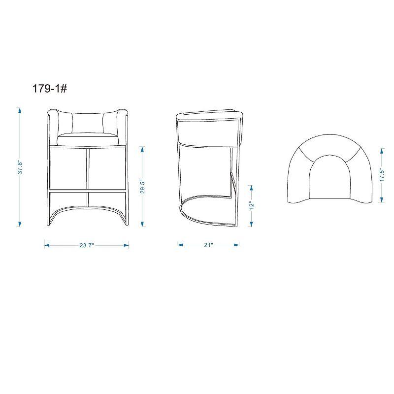 Cosmopolitan Upholstered Metal Barstool Cream - Manhattan Comfort: Midcentury Design, Faux Leather, No Assembly Required