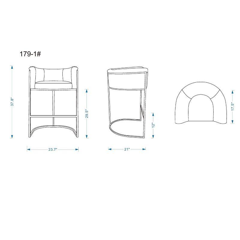 Cosmopolitan Modernist 24" Cream and Black Midcentury Barstool