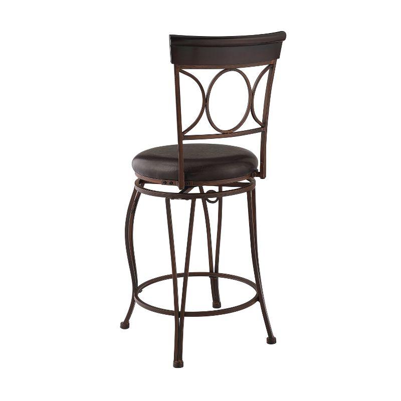 Circles Back 24" Upholstery Swivel Seat Counter Height Barstool Metal/Black - Linon: Elegant Design, Comfort Seating