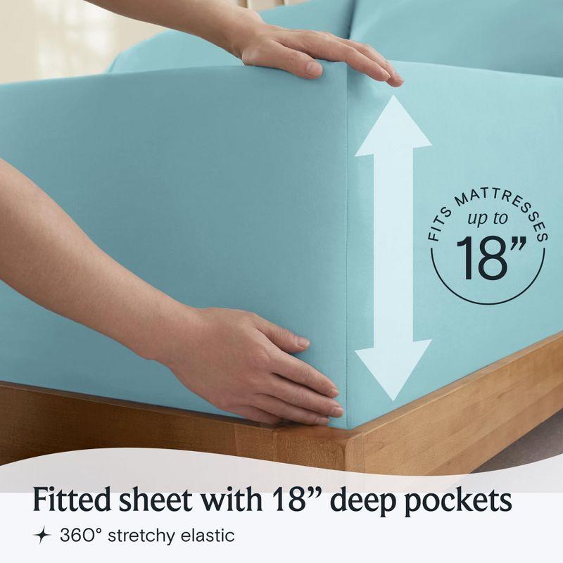 LuxClub 4 PC Aqua Full Silky Soft Cooling Deep Pocket Performance Sheet Set