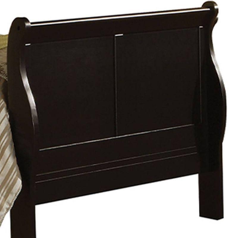 85" Full Bed Louis Philippe Bed Black - Acme Furniture: Linen Upholstery, Wood Frame, Finials Design