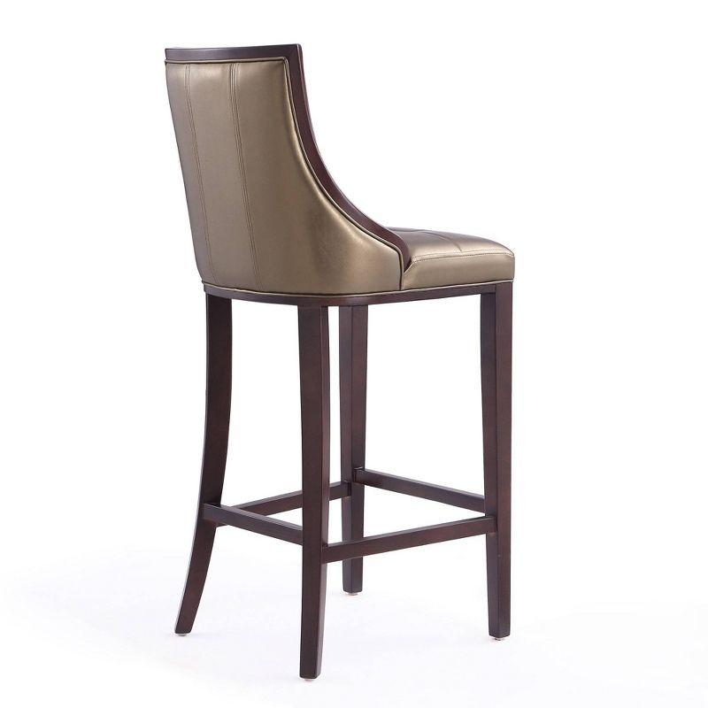 Set of 3 Fifth Avenue Upholstered Beech Wood Faux Leather Barstools Bronze - Manhattan Comfort: Laslo Modern Kitchen Island Seating