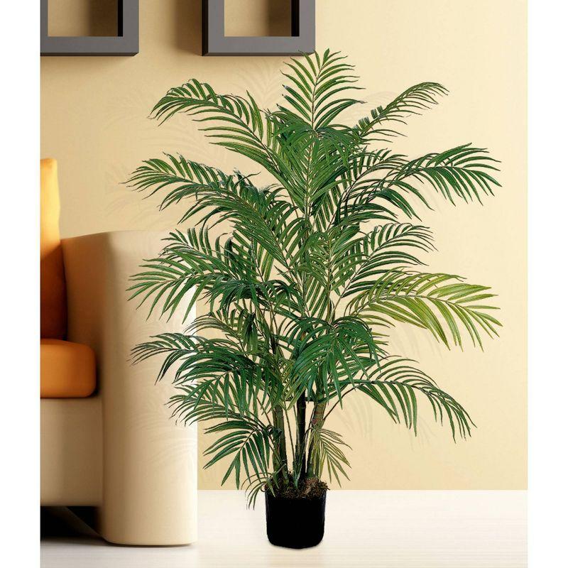 4ft Artificial Areca Palm Tree in Pot - Nearly Natural: Indoor Botanical Decor, Unlit Green Faux Plant