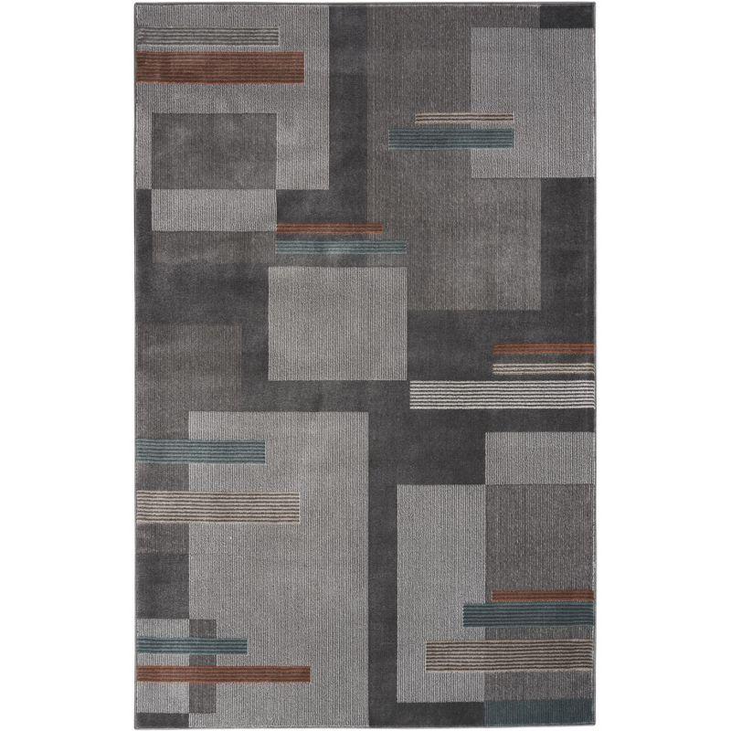 Thalia Geometric Grey Multicolor 5'3" x 7'3" Easy-Care Area Rug