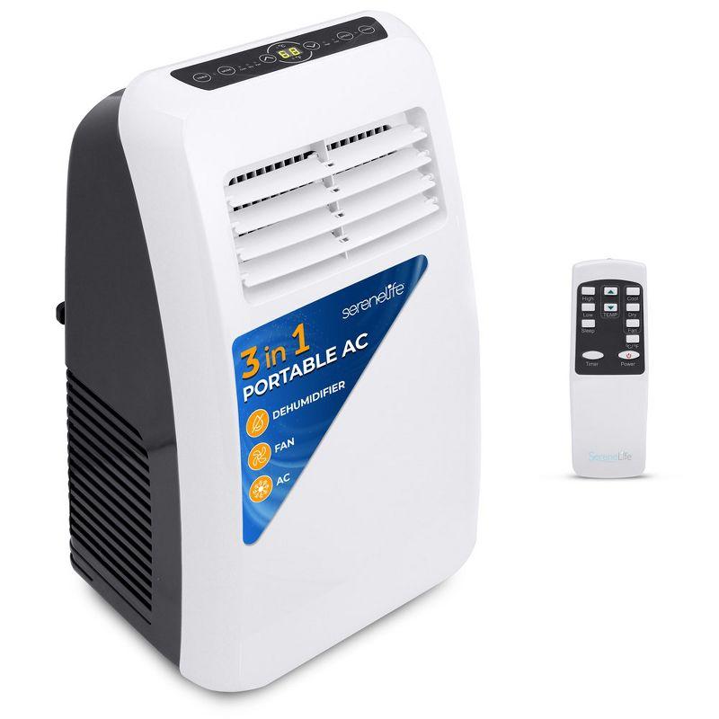 SereneLife 8,000 BTU White and Black Portable Air Conditioner with Remote