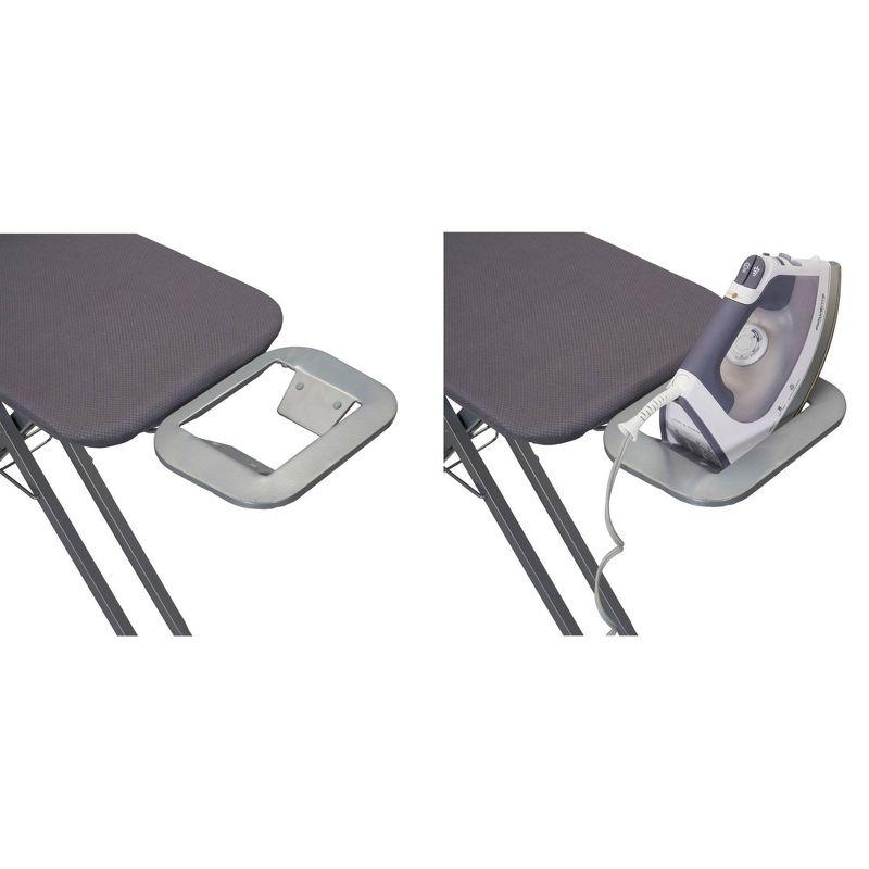 Household Essentials Ironing Center Mesh Steel Top Silver: Full Size Adjustable Ironing Board with Non-Slip Iron Rest