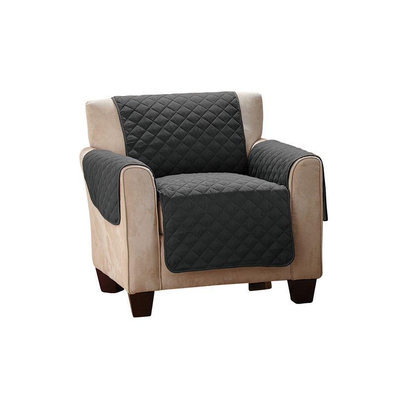 Reversible Quilted Black and Gray Polyester Chair Cover