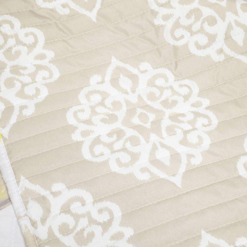 8pc Queen Leah Soft Reversible Oversized Quilt Set Yellow/Gray - Lush Décor