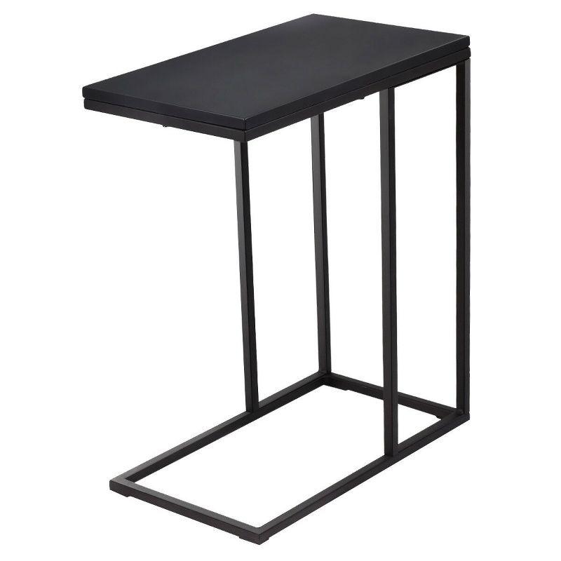 Black Wood and Metal C-Shape Side Table