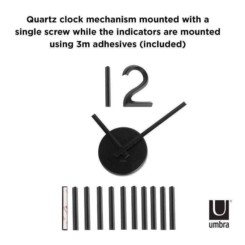 Blink Wall Clock Black - Umbra: Modern Aluminum Analog Display, Indoor Decorative Timepiece